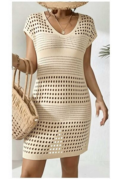 Rıdvan Aslan Women's Openwork Knitwear Beach Dress Stylish Summer Pareo Short...