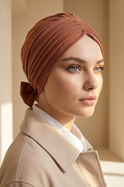 Aisha's Design Pile Detailed Crepe Ready-Made Bonnet Turban, B-86Kr