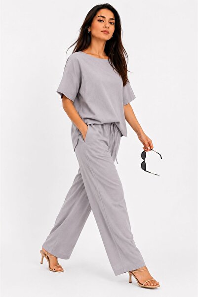 ModaYaren Bol Paça Linen Comfortable Two-Piece Set