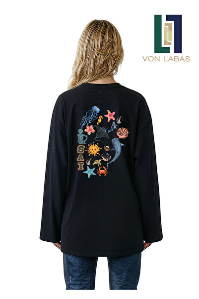 Grafftee Clothing Summer Vibe Themed Wide Sleeve Oversize Long Sleeve White T...