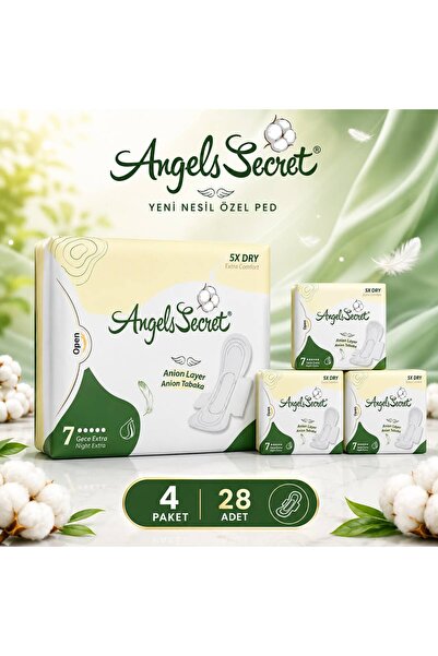 Angels Secret Gece Extra Süper Emici Ultra İnce Anyonlu Hijyenik Ped 4lü