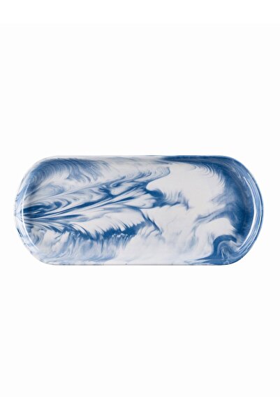 Paşabahçe Marble Porcelain Serving Plate Oval Blue, Serving Plate, 1 Piece