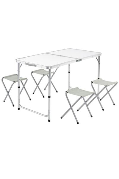 Casaria Set pliabil pentru camping și picnic, masă + 4 scaune, aluminiu