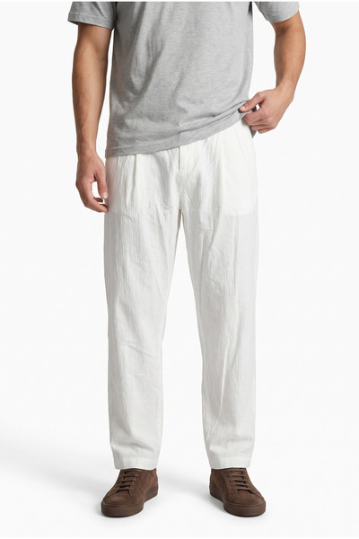 Respire Men's Pleated Detailed Tencel Baggy Trousers Black