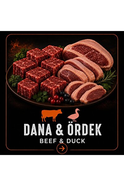 Raw Duck Plus Dana & Ördek Barf Doğal Çiğ Köpek Maması 8 kg dilimli