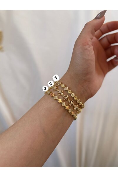CM Jewelry Ay Aksesuar 14 K altın kaplama kararmaz yonca Bileklik serisi