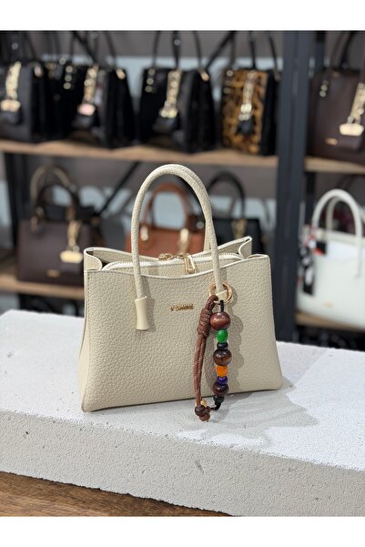 V'SHINE MODEL 3132 CHARM DETAYLI EL VE OMUZ ÇANTASI (BEJ)