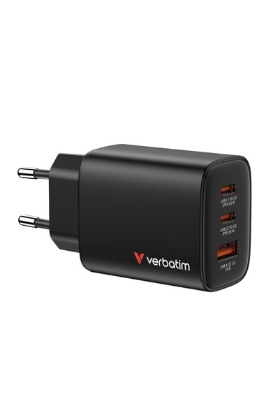 Verbatim 65W 3-Port - Siyah Essentials Gan Duvar Şarj Cihazı