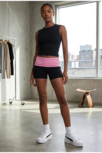 vanilkie Waist Foldable Detailed Short Sports Shorts