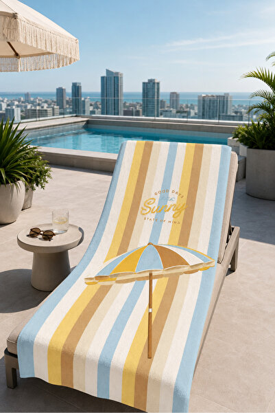 milroma Umbrella and Pastel Stripe Patterned 70X150 Beach Towel