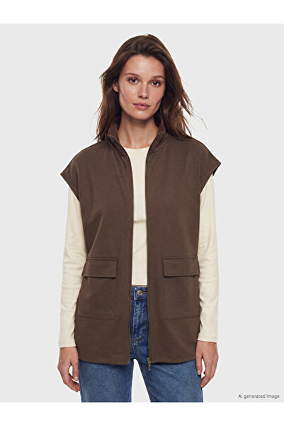 LC Waikiki Rmz Gi̇yi̇m Farkiyla Stand Collar Loose Fit Gathered Women's Vest