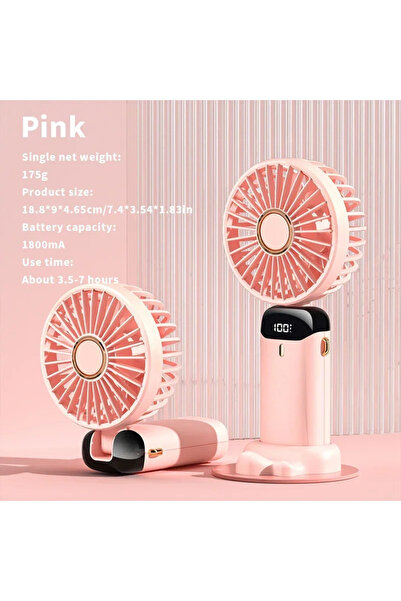 Choice Pink Handheld Mini Fan 3000mAh Foldable Portable Desk Outdoor Neck Han...