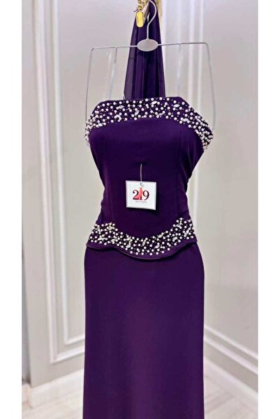 Boutique 219 Long Dress Purple Stretch Crepe