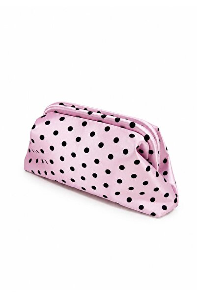 VenusMarkt Kadın Saten Puantiyeli Clutch Çanta