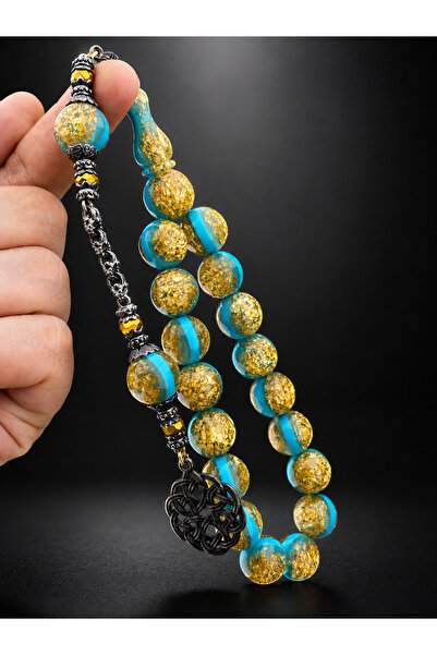 Tesbih Store Gold Leaf Mascot Model Airplane Glass Rosary 14 mm Efe Tesbihi O...