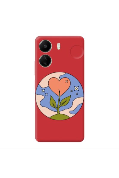 Other Xiaomi Redmi 13C Hearted Flower Red Colored Silicone TPU Θήκη