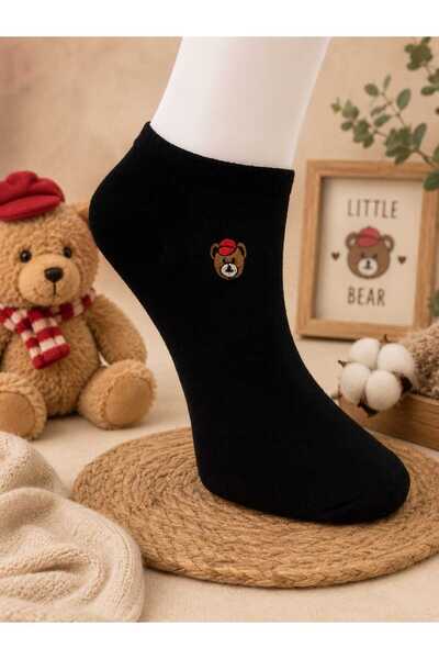 your trend socks 12 Çift Kadın Siyah Dikişsiz Bambu Patik Çorap, Terletmeyen, Kokusuz, Pamuklu Çorap - Mevsimlik - Karışık Desen