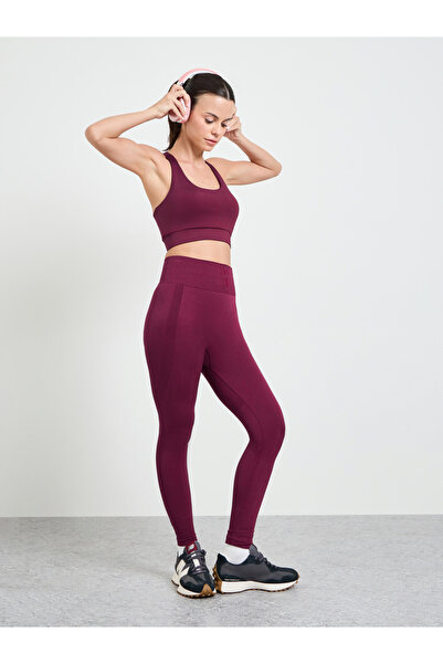 Styli Burgundy Tol Texture Broad Waistband Leggings