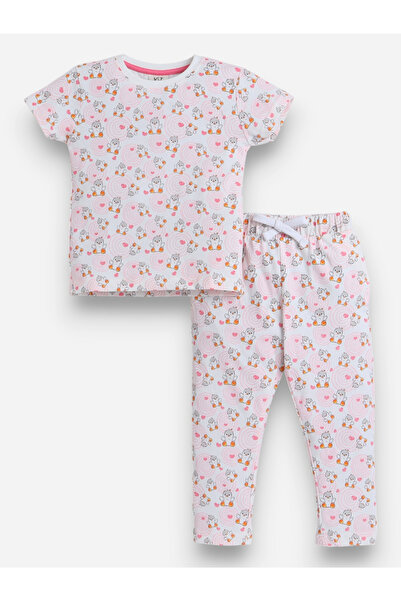 Victor and Jane By Styli Girls All-Over Print T-Shirt and Pyjama Set