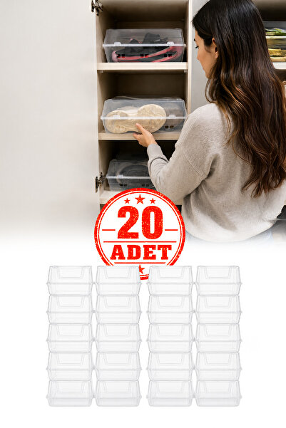 omilife 20'li Şeffaf Ayakkabı Kutusu Kapaklı İstiflenebilir Kadın Ayakkabı Or...