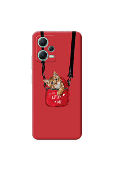 Other Xiaomi Redmi Note 12 Pro 5G Kitten Me Red Colored Silicone TPU Θήκη
