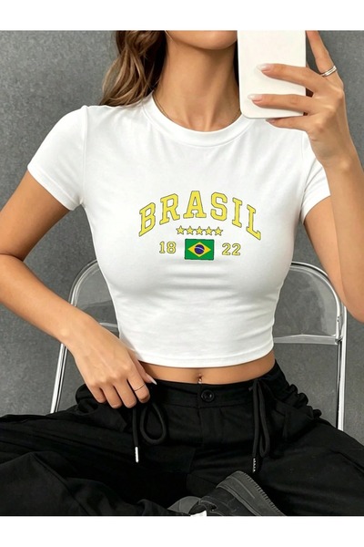 cto your style Γυναικείο μπλουζάκι με στάμπα Brazilian Slim Fit, στενή εφαρμο...