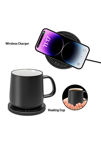 Generic 2-in-1 Ceramic 55-degree 24W Fast Charging Wireless Charger Thermosta...
