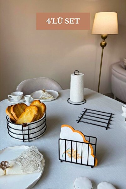 Edora Home Set of 4 Black Cage Napkin Holder Upright Paper Towel Holder Trive...