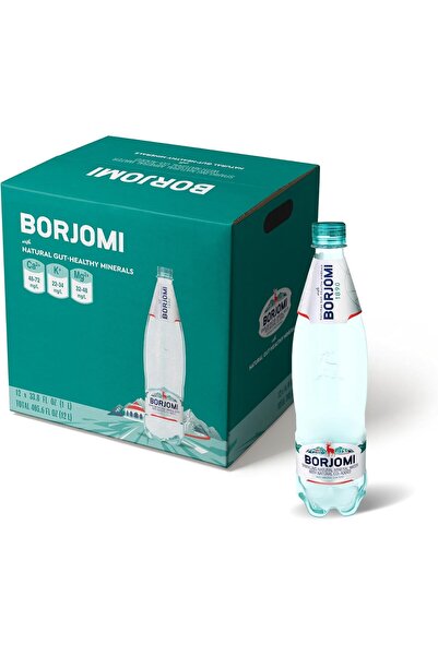 borjomi مياه معدنية طبيعية فوارة في زجاجات زجاجية، 500 مل، عبوة من 12 زجاجة |...