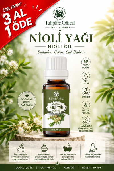 Tuliplifeoffical Nioli Uçucu Yağı 10 ml Saf ve Doğal (Niaouli Essential Oil)