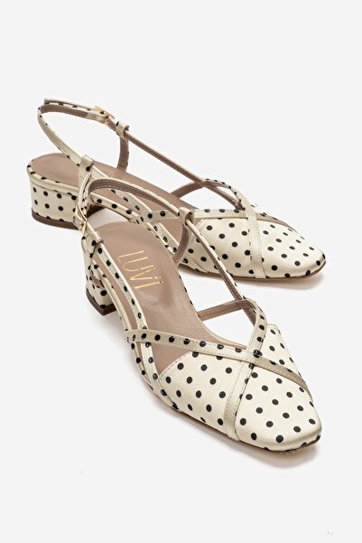 LuviShoes صندل نسائي بكعب عالٍ من OLENA باللون الأصفر والأسود المنقط