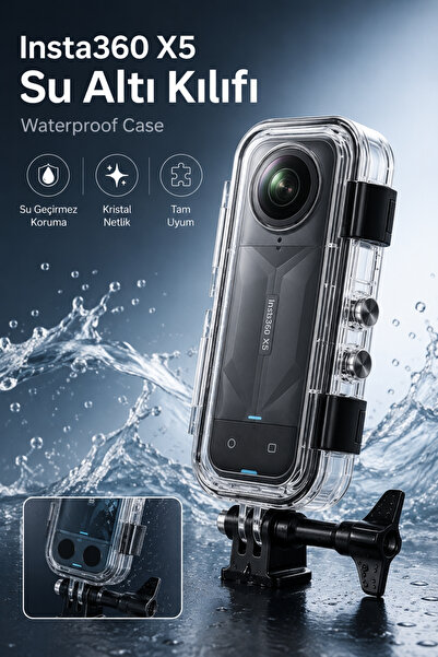Motobros insta360 X5 Su Altı Kılıfı Premium Su Geçirmez Tuş Kullanımı Mevcut