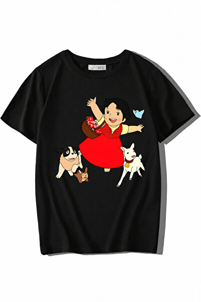 BRZ KIDS تي شيرت هايدي للأطفال للجنسين باللون الأسود