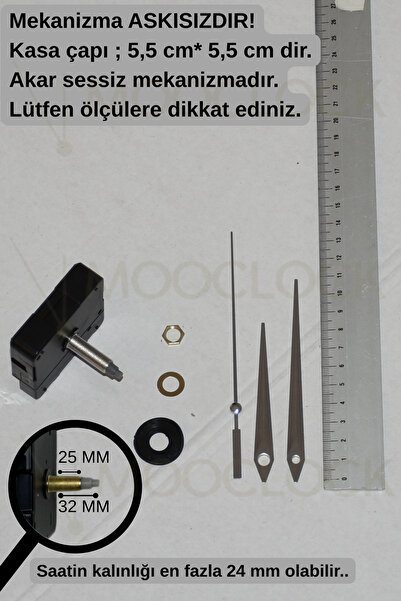 MOOCLOCK Clock Mechanism, Silent Wall Clock Mechanism, 32 mm Longest Shaft! (...