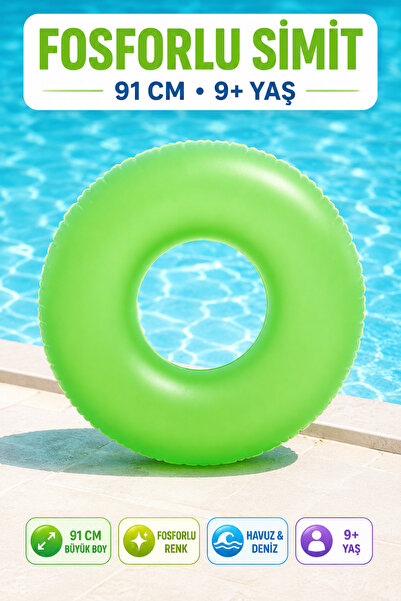 YILDIRIM OYUNCAK Phosphorescent Inflatable Ring 91 cm – Large Pool and Sea Sw...