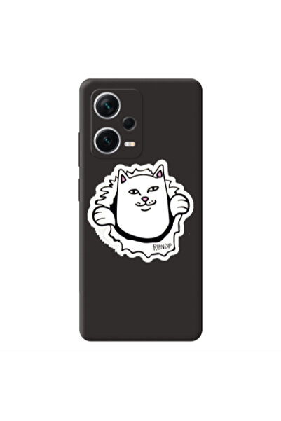 Other Xiaomi Poco X5 White cat Black Colored Silicone TPU Θήκη