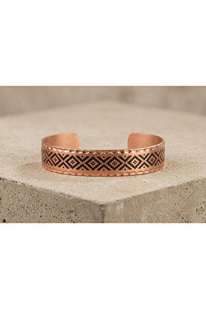 Erol Bakır Copper Kilim Motif Adjustable Clamp Bracelet |   New Series