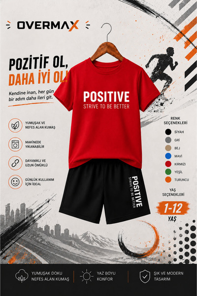 OVERMAX Positive Strive to Be Better Printed Children's Set – T-Shirt & Short...