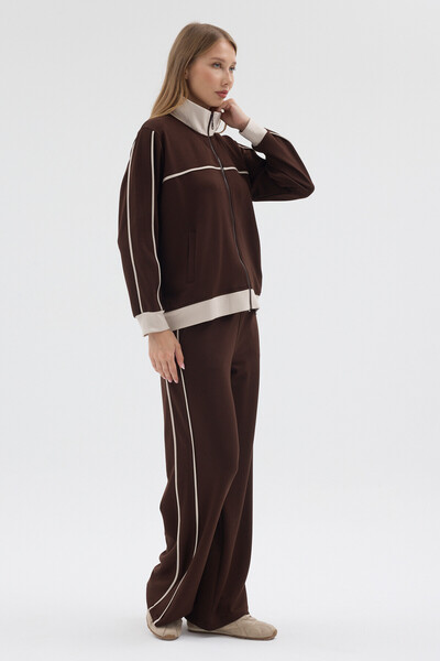 zitex Women's Long Sleeve Zippered Modal Fabric Tracksuit Set with Piping on ...