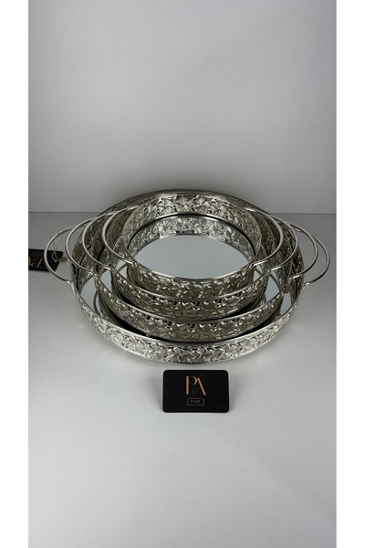 Palpe Set of 2 Mirrored Trays Girl's Wish Engagement Promise Presentation Tra...