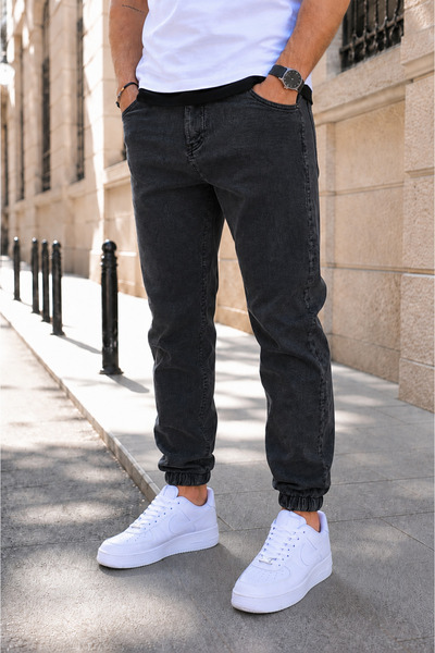 by fiyaka fashion Erkek Paça Lastikli Düz Kot Pantolon