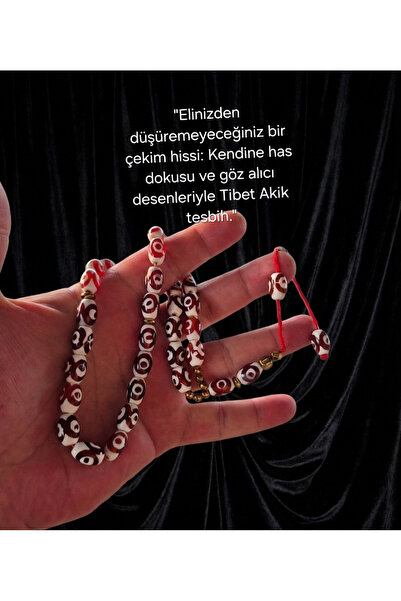 güleçdoğaltaş Güleç Natural Stone Tibetan Agate Prayer Beads 8X12 mm Natural ...