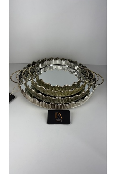 Palpe Set of 2 Mirrored Trays Girl's Wish Engagement Promise Presentation Tra...