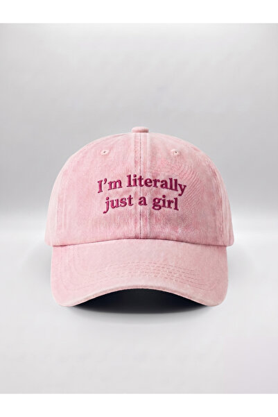 Hathub Club "I'm literally just a girl" Nakışlı Yıkamalı Şapka / Kep