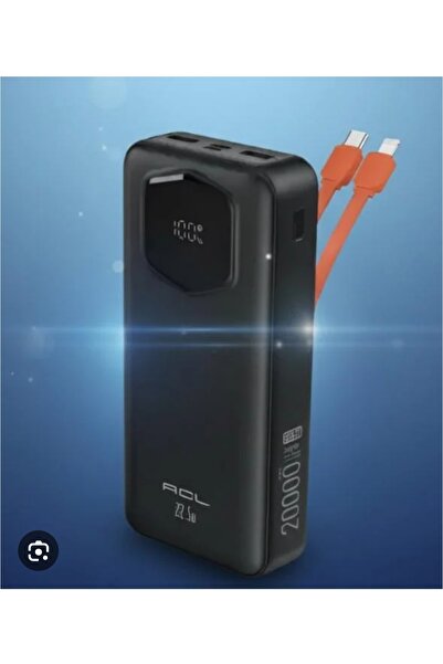 ACL 20000mAh 22.5W Süper Hızlı Şarj Powerbank – Dahili USB-C & Lightning Kabl...