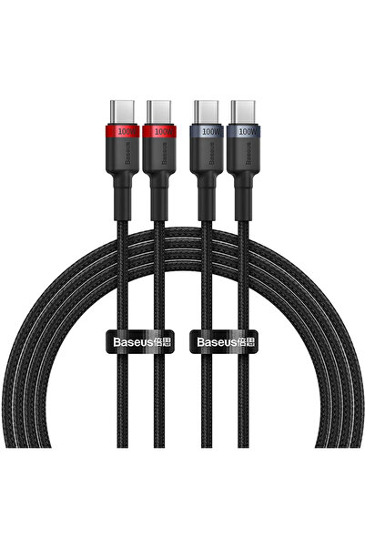 Baseus Cablu USB-C / USB-C, 100W, 2m, roșu-negru și gri-negru