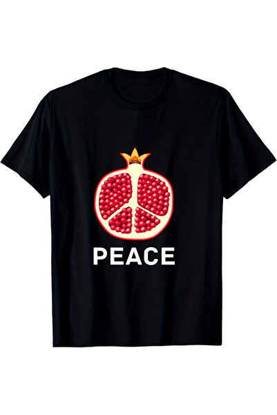 STITCHLY Funny Peaceful Black T-Shirt with Red Jujube Fruit Pattern Casual Da...