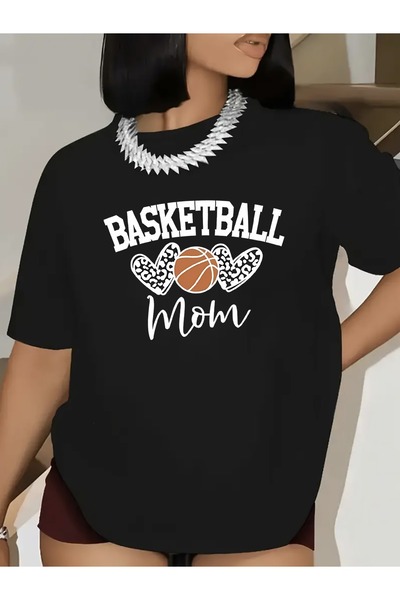 17 seramik تي شيرت نسائي بأكمام قصيرة بتصميم مطبوع عليه عبارة 'Black Basketba...