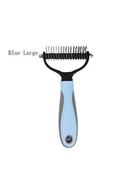 Choice3 مشط أزرق مزدوج الجوانب لإزالة الشعر الزائد للحيوانات الأليفة، فرشاة م...