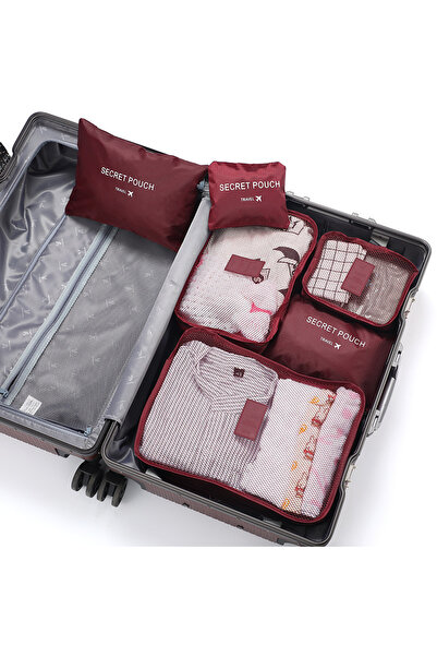 Choice Wine Red 6Pcs/Set Large Capacity Waterproof Travel Storage Bag Set wit...
